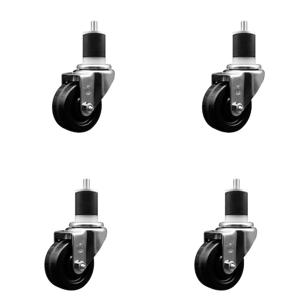Service Caster 3'' SS Phenolic Wheel Swivel 1-7/8'' Expanding Stem Caster Set, 4PK SCC-SSEX20S314-PHS-178-4 - main